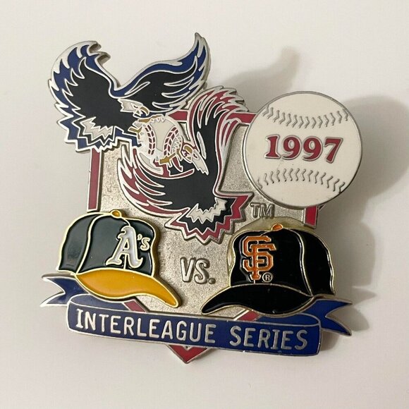 Vtg 1997 Oakland A vs San Francisco Giants Interleague Series MLB Baseball Pin - Picture 1 of 8